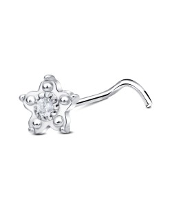 Star Shaped With CZ Silver Nose Stud NSKB-1252